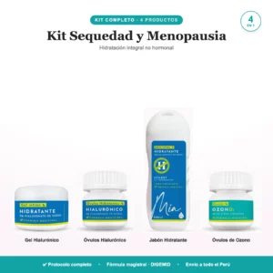 Kit Sequedad y Menopausia: gel y ovulos de acido hialuronico, jabon hidratante y ovulos de ozono